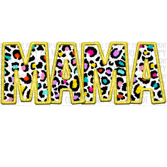 Faux Embroidered Mama Yellow Digital Design