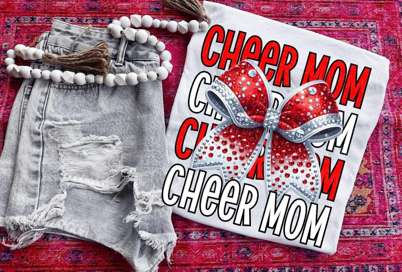 Cheer Mom Red and White DTF Transfer