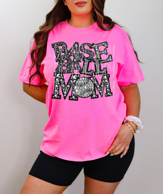 Baseball Mom Faux Bling DTF Transfer