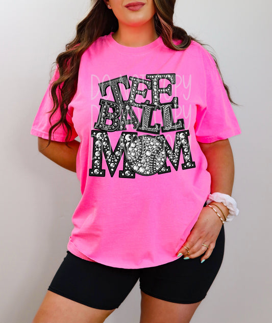 Tee ball Mom Faux Bling DTF Transfer