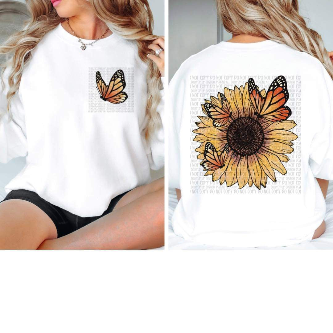 Butterflies & Sunflower DTF Transfer