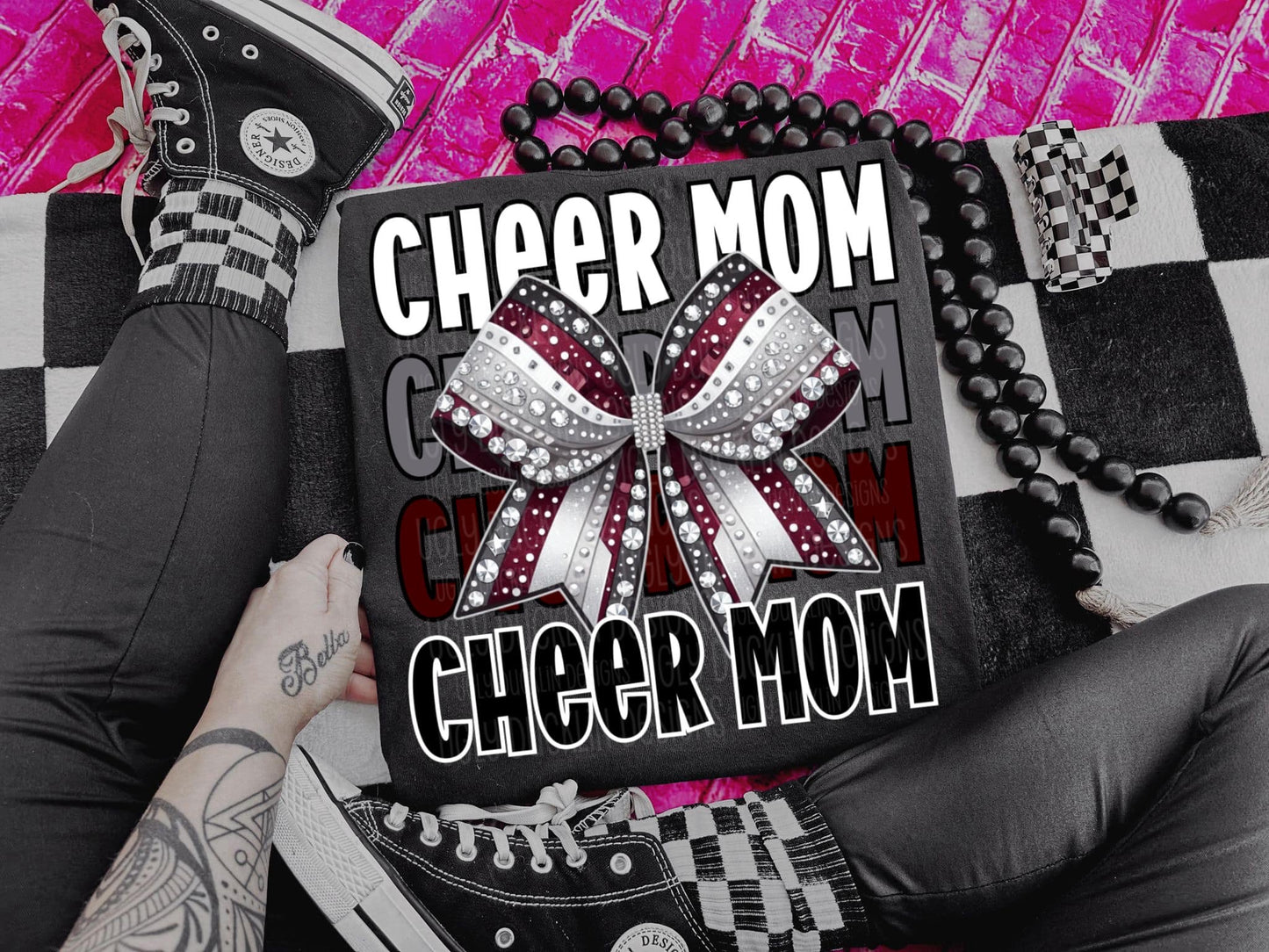 Cheer Mom Maroon and Gray DTF Transfer