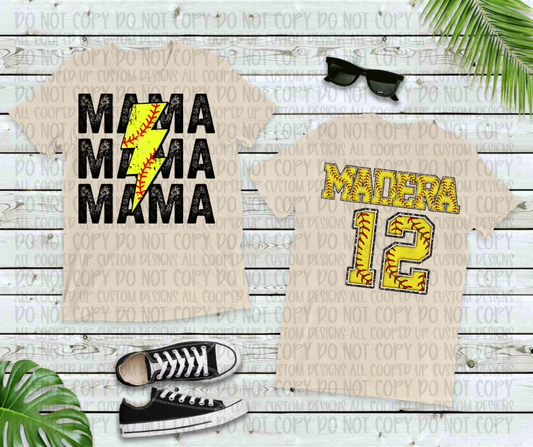 Custom Softball Mama & Name DTF Transfer
